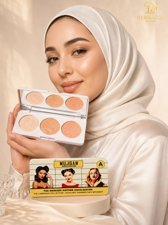 Хайлайтер бронзер для лица светящий эффект шиммер палетка MUJGAN Highlighter A