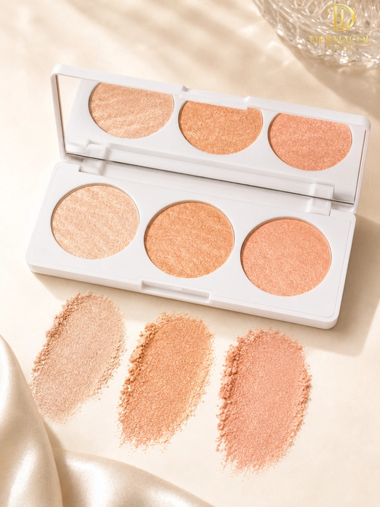 Хайлайтер бронзер для лица светящий эффект шиммер палетка MUJGAN Highlighter A