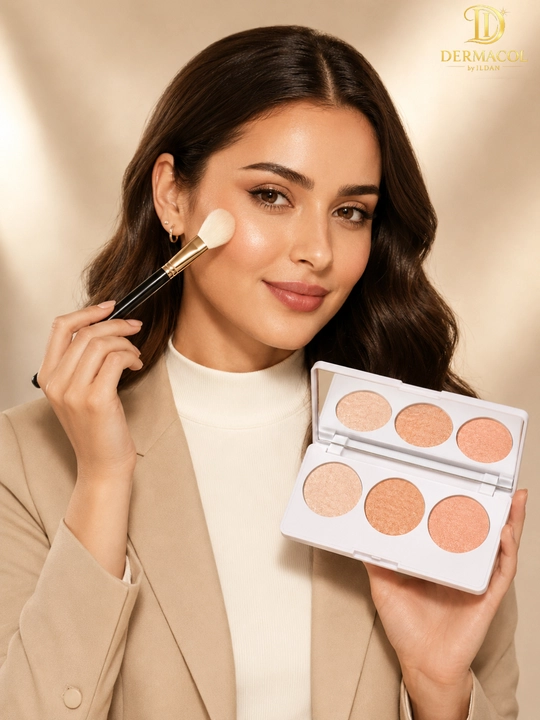 Хайлайтер бронзер для лица светящий эффект шиммер палетка MUJGAN Highlighter A