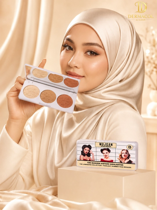 Хайлайтер бронзер для лица светящий эффект шиммер палетка MUJGAN Highlighter B