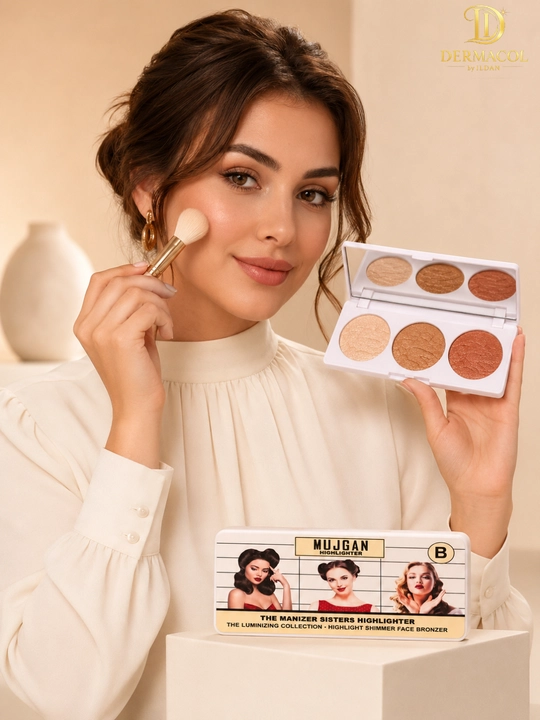 Хайлайтер бронзер для лица светящий эффект шиммер палетка MUJGAN Highlighter B