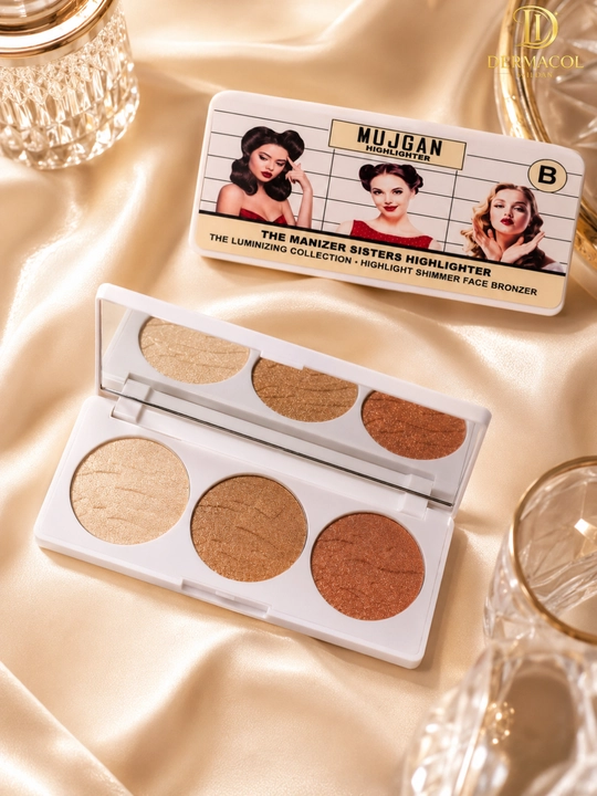 Хайлайтер бронзер для лица светящий эффект шиммер палетка MUJGAN Highlighter B