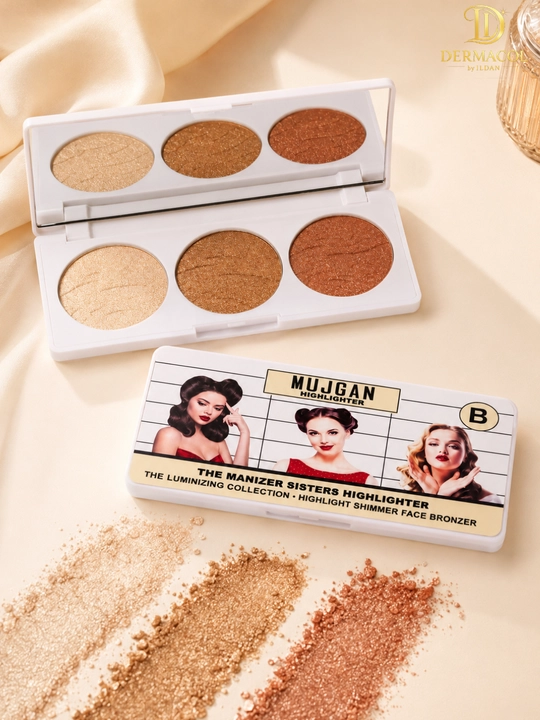 Хайлайтер бронзер для лица светящий эффект шиммер палетка MUJGAN Highlighter B