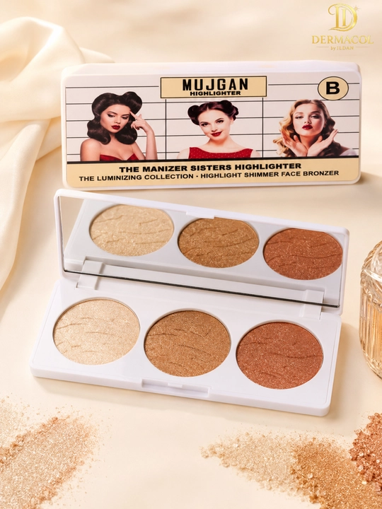 Хайлайтер бронзер для лица светящий эффект шиммер палетка MUJGAN Highlighter B