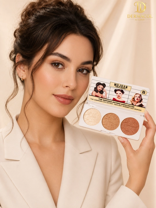 Хайлайтер бронзер для лица светящий эффект шиммер палетка MUJGAN Highlighter B