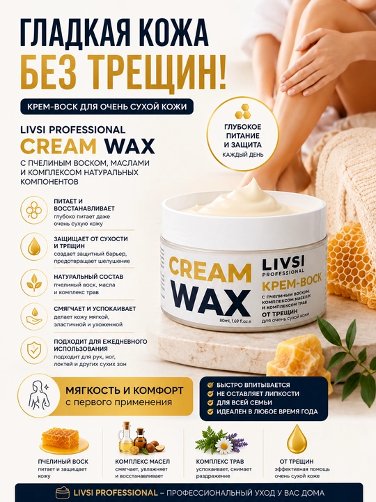 Pedikyur uchun krem-mum oyoq terisini parvarish qilish va jilolash, 50 ml - 