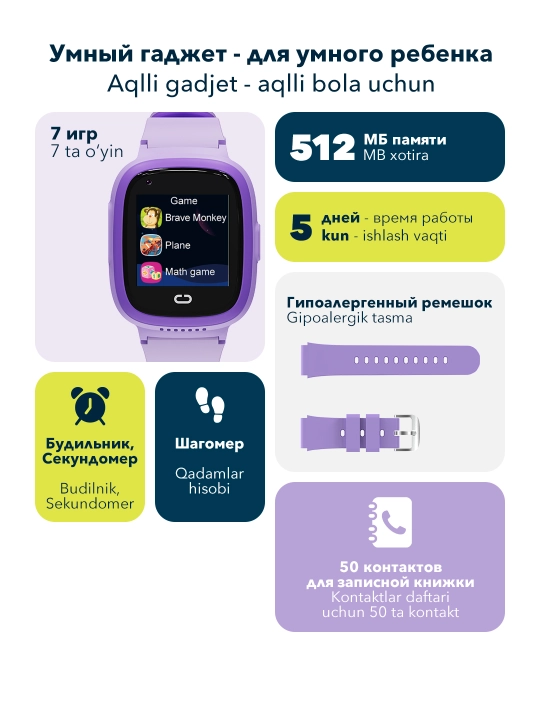 Детские смарт часы Canyon Sunny KW 48, 4G, LTE с GPS трекером и видеозвонком