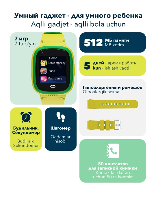 Детские смарт часы Canyon Sunny KW 48, 4G, LTE с GPS трекером и видеозвонком