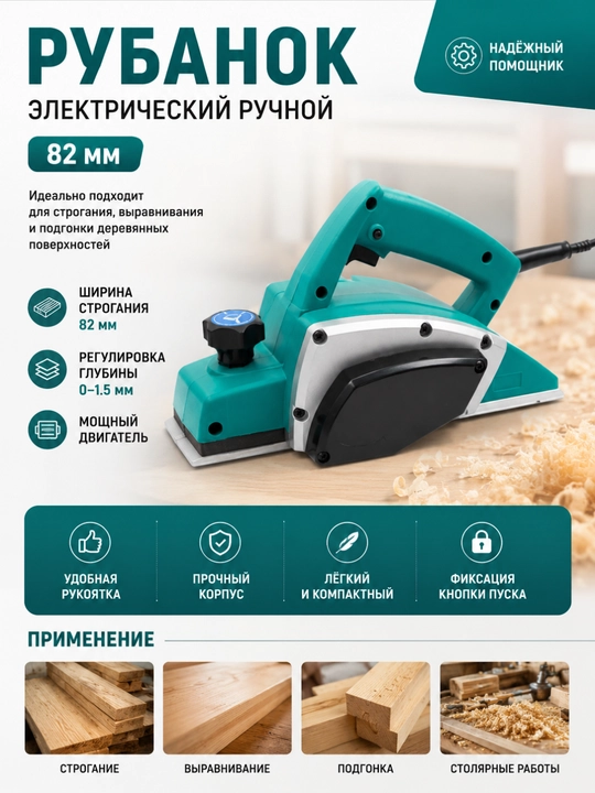 Электрический рубанок (ручной) – 82 мм - 