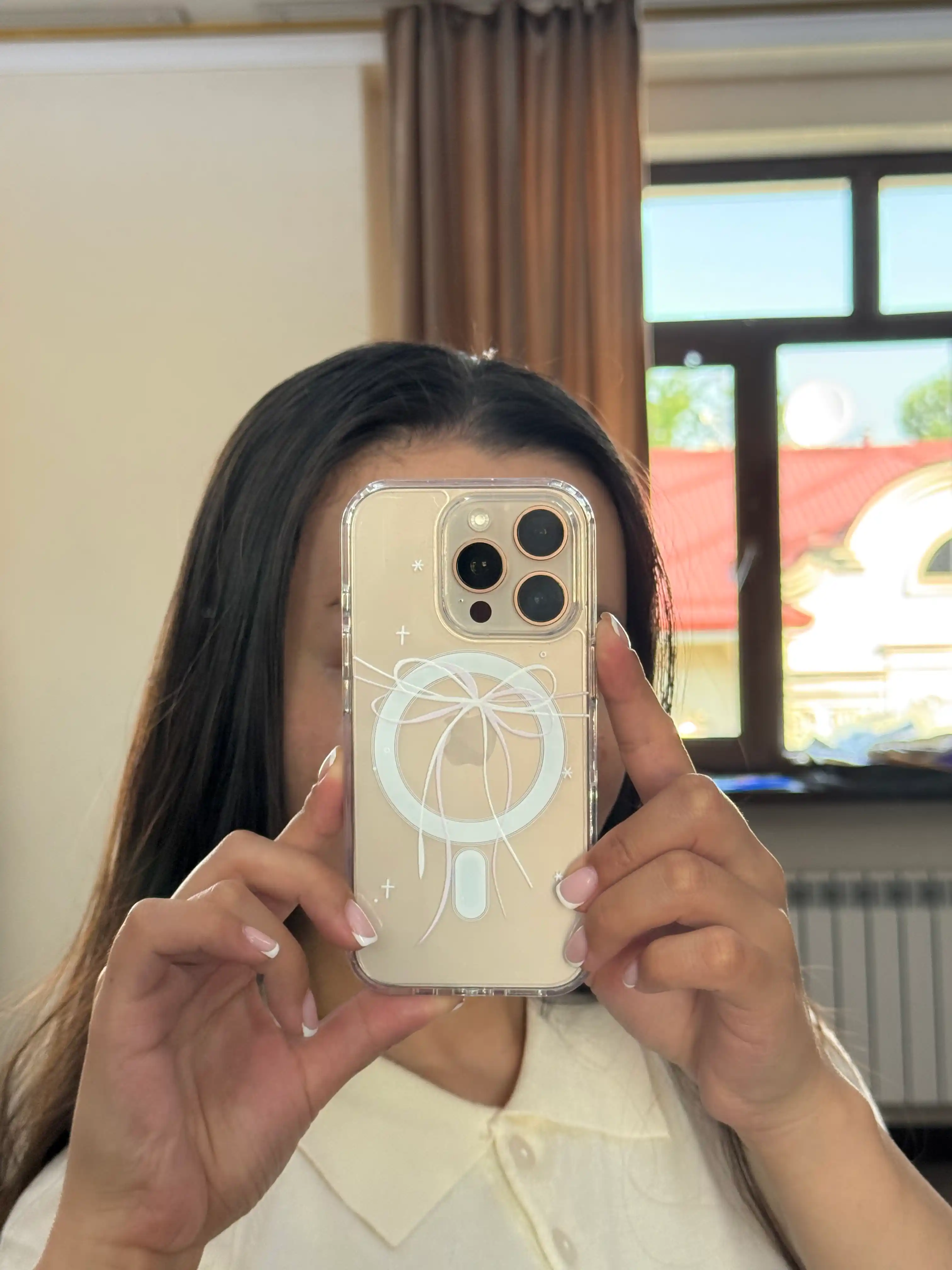 IPhone 11, 12, 13, 14, 15, 16, 17 uchun bantli shaffof himoya g`ilofi