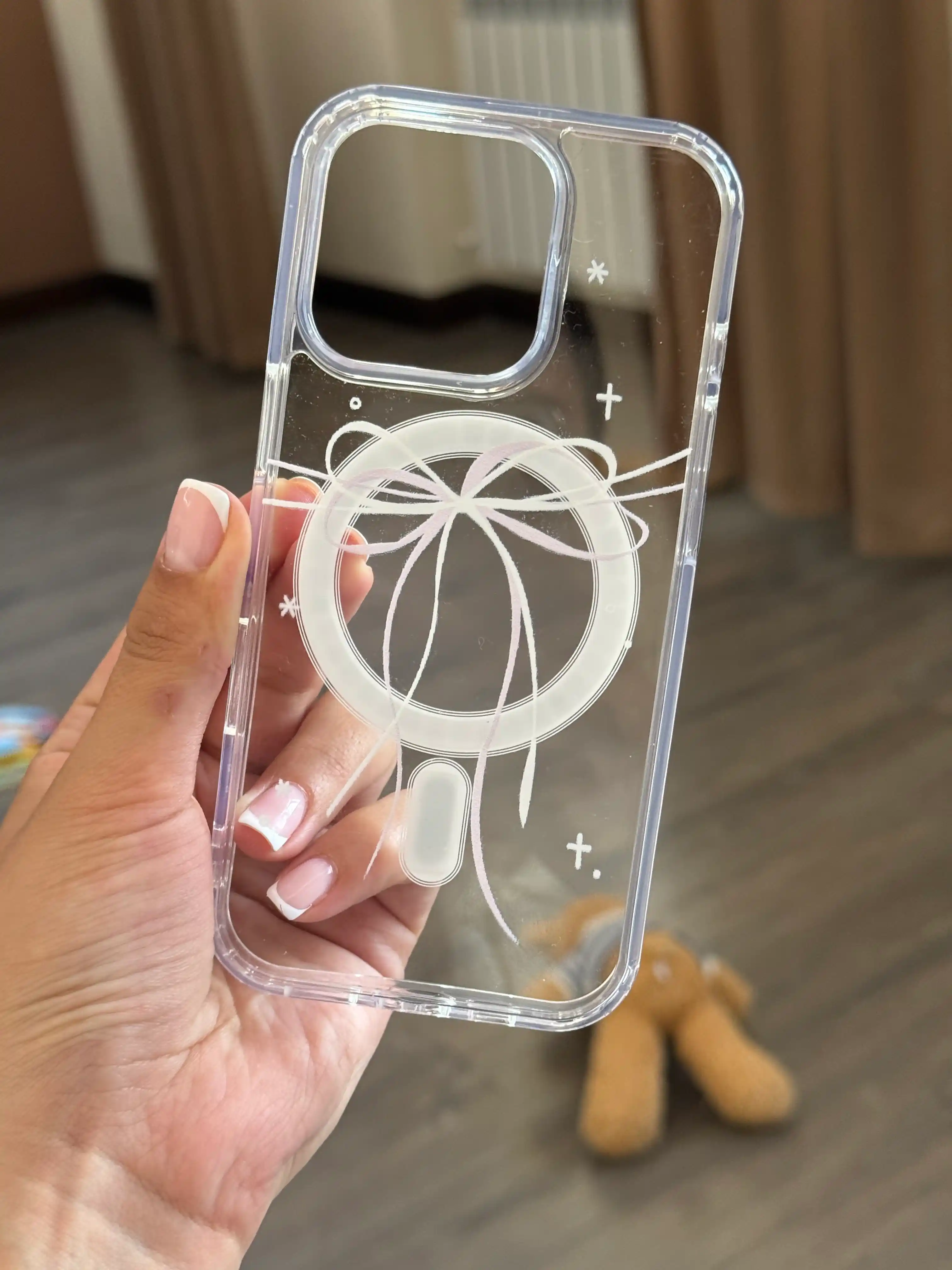 IPhone 11, 12, 13, 14, 15, 16, 17 uchun bantli shaffof himoya g`ilofi
