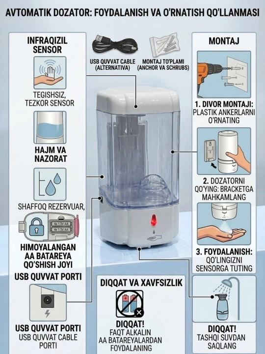 Avtomatik suyuq sovun dispanseri