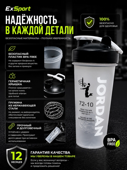 Sport sheykeri, sport, protein, kokteyllar uchun butilka
