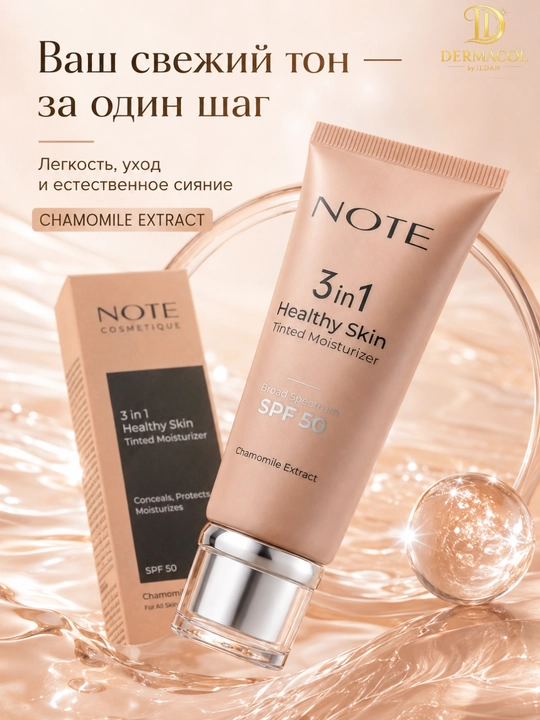 Тонирующий крем для лица NOTE 3 in 1 Healthy Skin Chamomile Extract - 