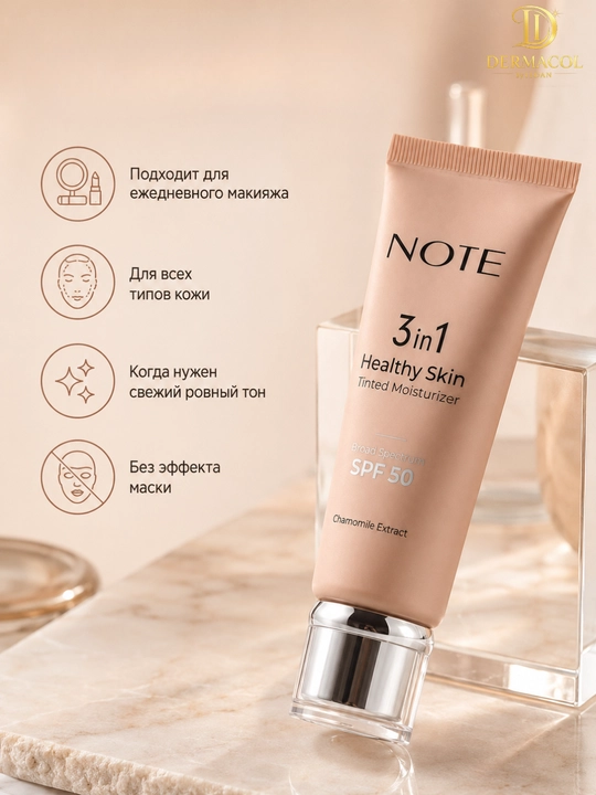 Тонирующий крем для лица NOTE 3 in 1 Healthy Skin Chamomile Extract