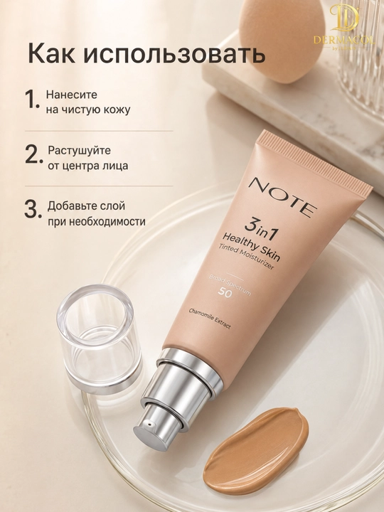 Тонирующий крем для лица NOTE 3 in 1 Healthy Skin Chamomile Extract