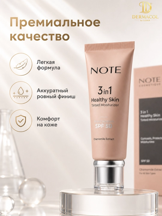 Тонирующий крем для лица NOTE 3 in 1 Healthy Skin Chamomile Extract