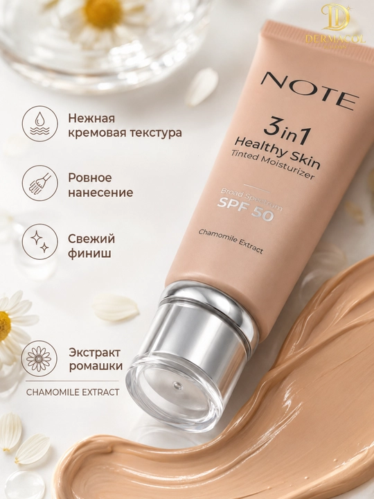Тонирующий крем для лица NOTE 3 in 1 Healthy Skin Chamomile Extract