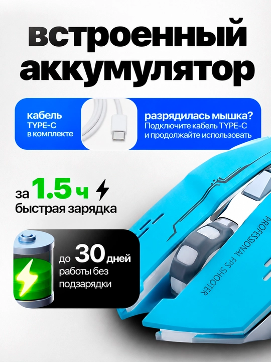 Noutbuk va kompyuter uchun simsiz o‘yin sichqonchasi