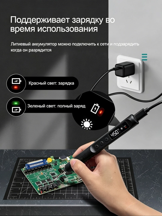 USB Type-C qayta zaryadlanadigan portativ simsiz payvandlagich, 5V 12 Vt harorat nazorati