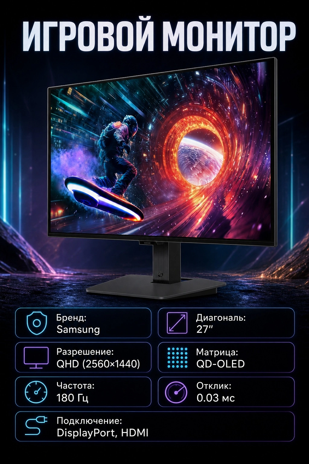Монитор Samsung LS27FG502SIXCI 27" QD-OLED 180Hz QHD за 6295200 сум со скидкой 50%. Uzum Market