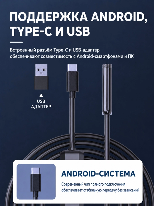 Egiluvchan suvga chidamli USB-endoskop 7 mm diagnostik kamera
