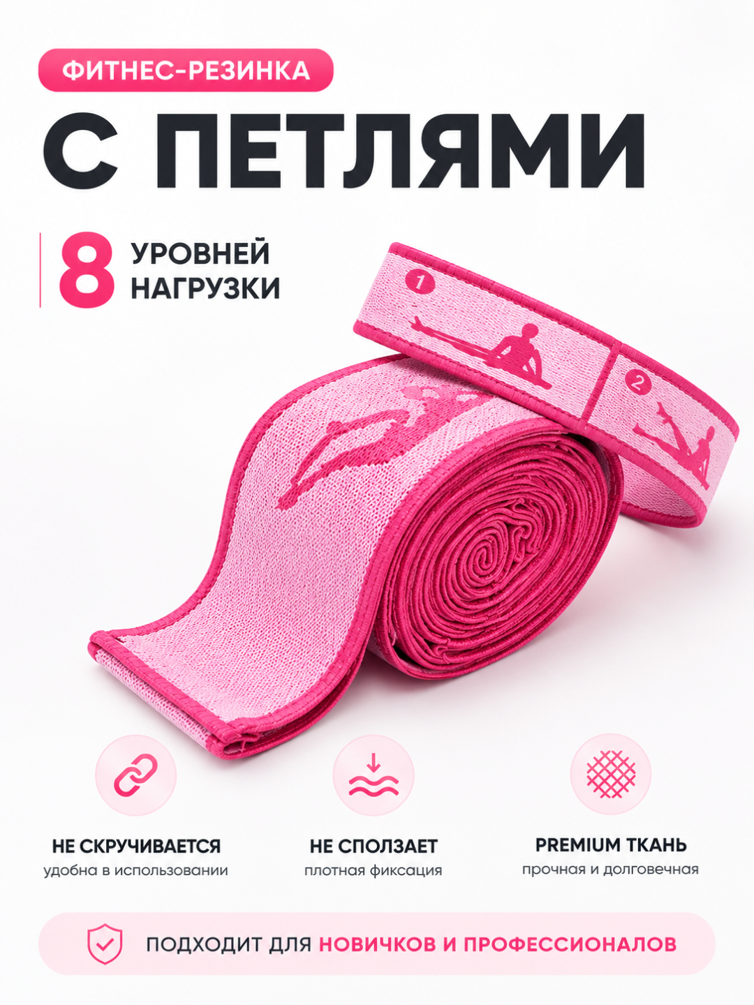 Фитнес резинки тканевые для ног и ягодиц, набор эспандеров для тренировок - 