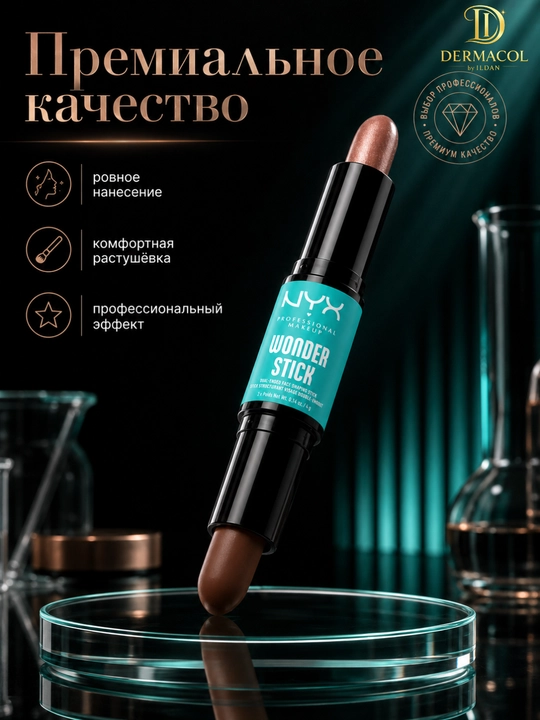 Двойной кремовый стик для скульптуринга лица NYX Professional Wonder Stick Light Medium