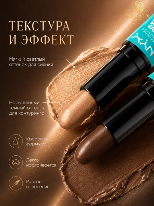 Двойной кремовый стик для скульптуринга лица NYX Professional Wonder Stick Medium Fan