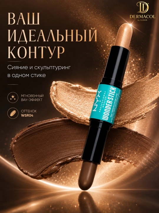 Двойной кремовый стик для скульптуринга лица NYX Professional Wonder Stick Medium Fan - 