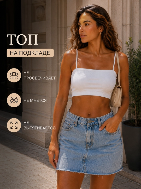 Женская майка с чашками, на бретелях, базовый топ, размер 40-46