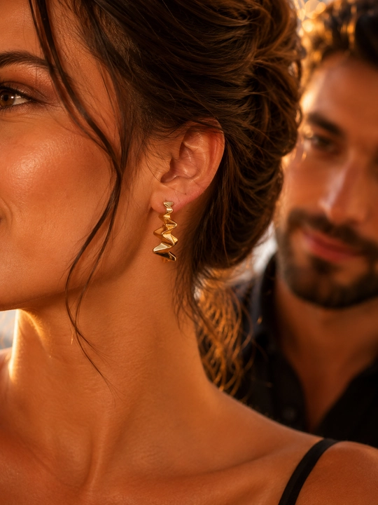 Серьги женские, Van Cleef, с фианитами, золотистые и серебристые