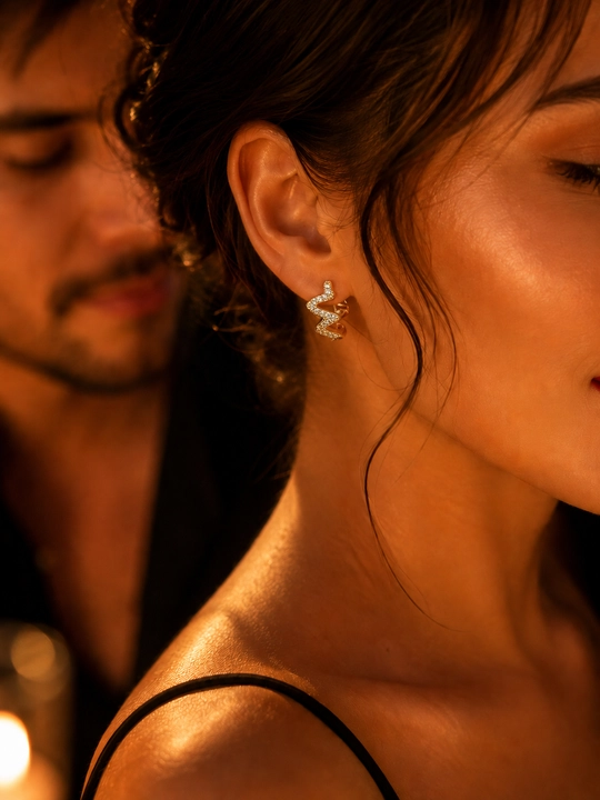 Серьги женские, Van Cleef, с фианитами, золотистые и серебристые