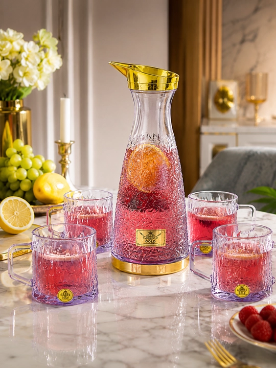 Shisha grafin va 4 ta stakan to‘plami, sovg‘a qutisida, premium ichimliklar servisi