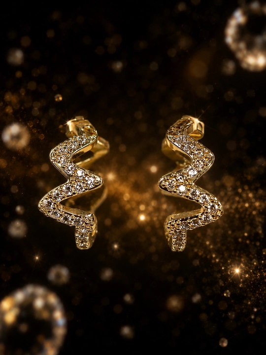 Серьги женские, Van Cleef, с фианитами, золотистые и серебристые