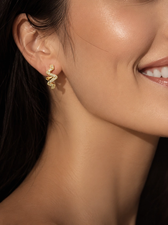 Серьги женские, Van Cleef, с фианитами, золотистые и серебристые