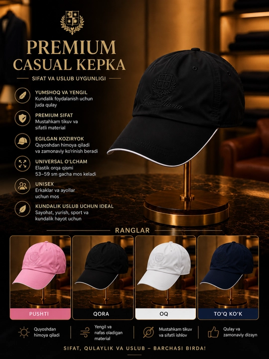 Премиум Casual Кепка Unisex – мужская и женская бейсболка Premium качества