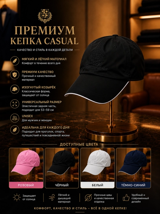 Премиум Casual Кепка Unisex – мужская и женская бейсболка Premium качества
