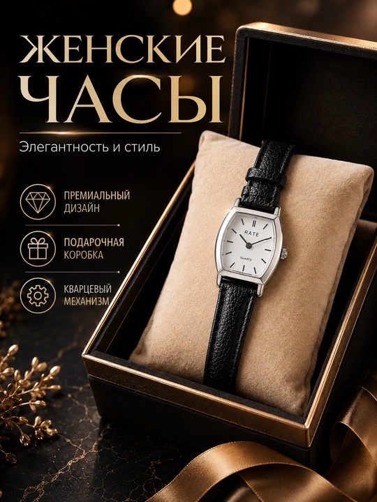 Женские наручные часы RATE с кожаным ремешком, кварцевые, классический дизайн - 