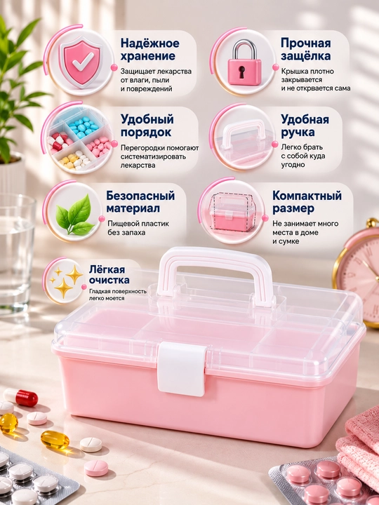 Органайзер для аптечки, коробка для хранения лекарств
