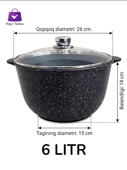 Qozon granit, Gardarika qozoni, rassiya qozoni, 4 litr 6 litr 8 litr