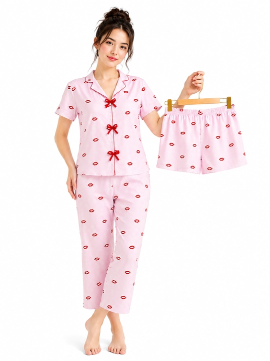 Ayollar uchun paxtali pijama to‘plami, yumshoq, qulay, 46-52 razmer - 