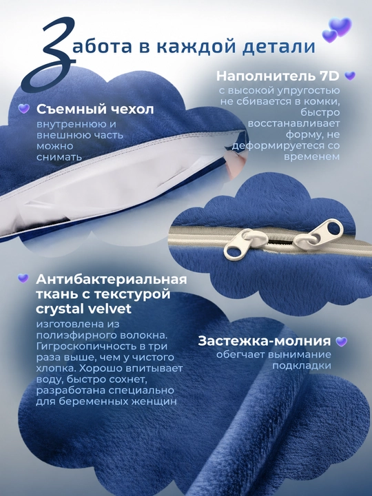 Ортопедическая подушка для беременных G-формы 3 в 1, сон, отдых, кормление