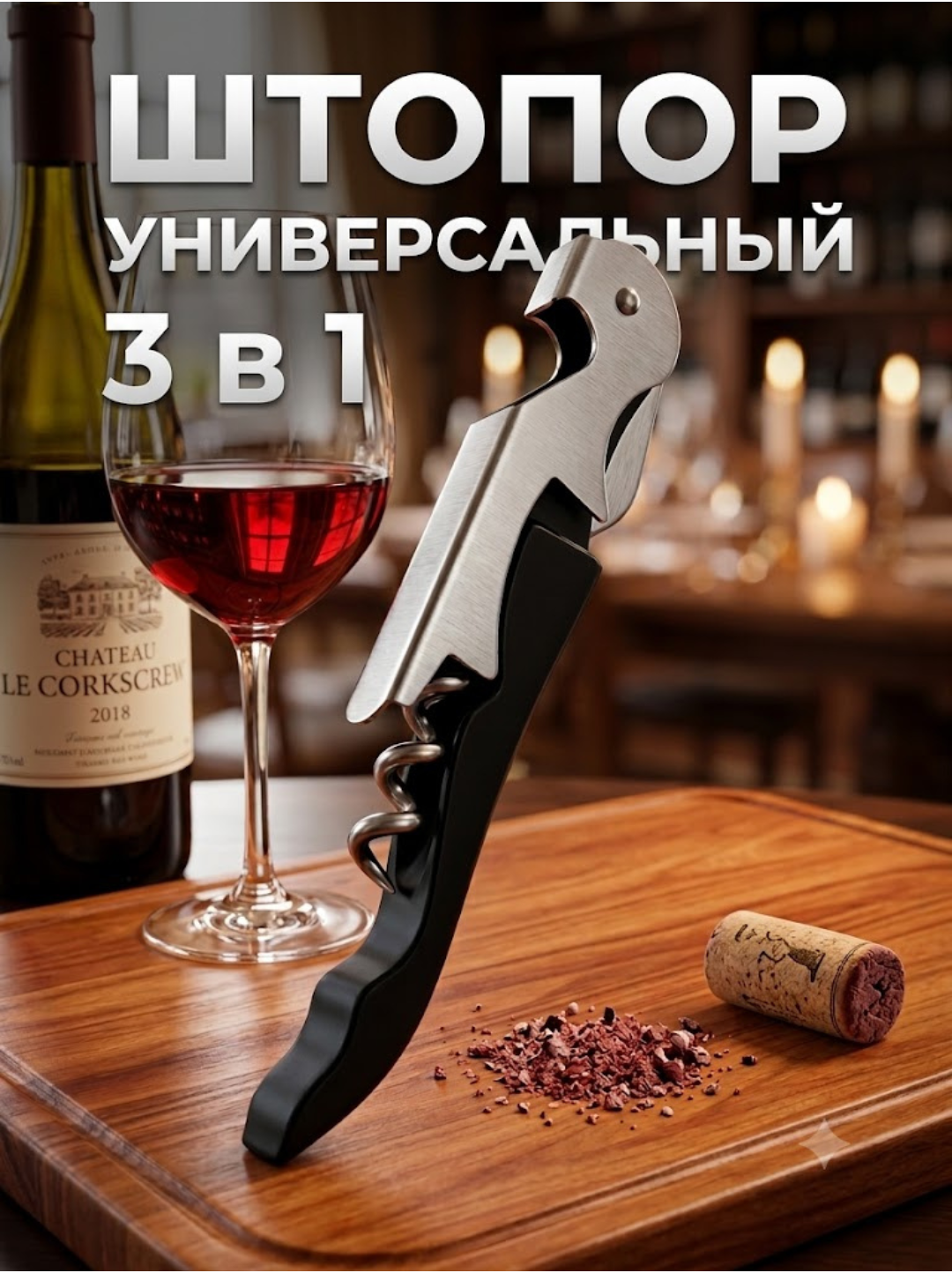 Штопор универсальный 3 в 1 — профессиональный инструмент на вашей кухне - 