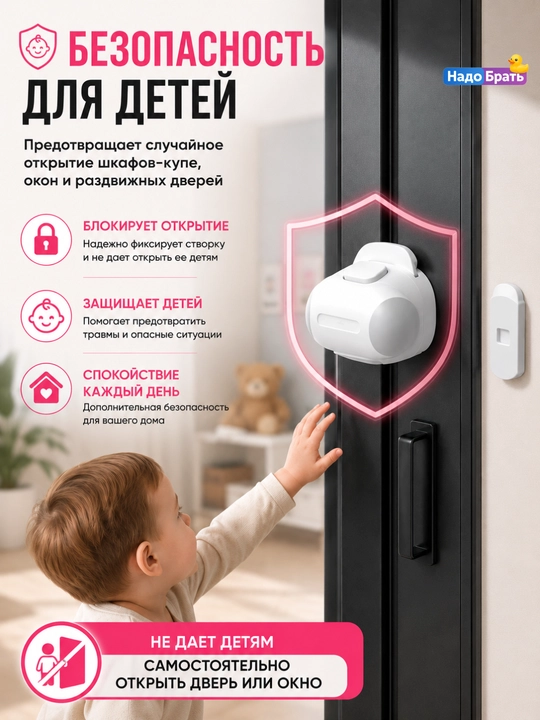 Ограничитель ELIDEMON для шкафа-купе и раздвижных окон, детский блокиратор