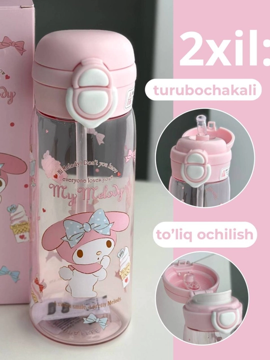 Multfilmlar qahramonlari tasvirlangan, ikki xil usulda ochiladigan 500 ml hajmli suv idishi - 