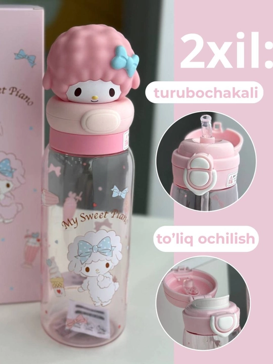 Multfilmlar qahramonlari tasvirlangan, ikki xil usulda ochiladigan 500 ml hajmli suv idishi - 