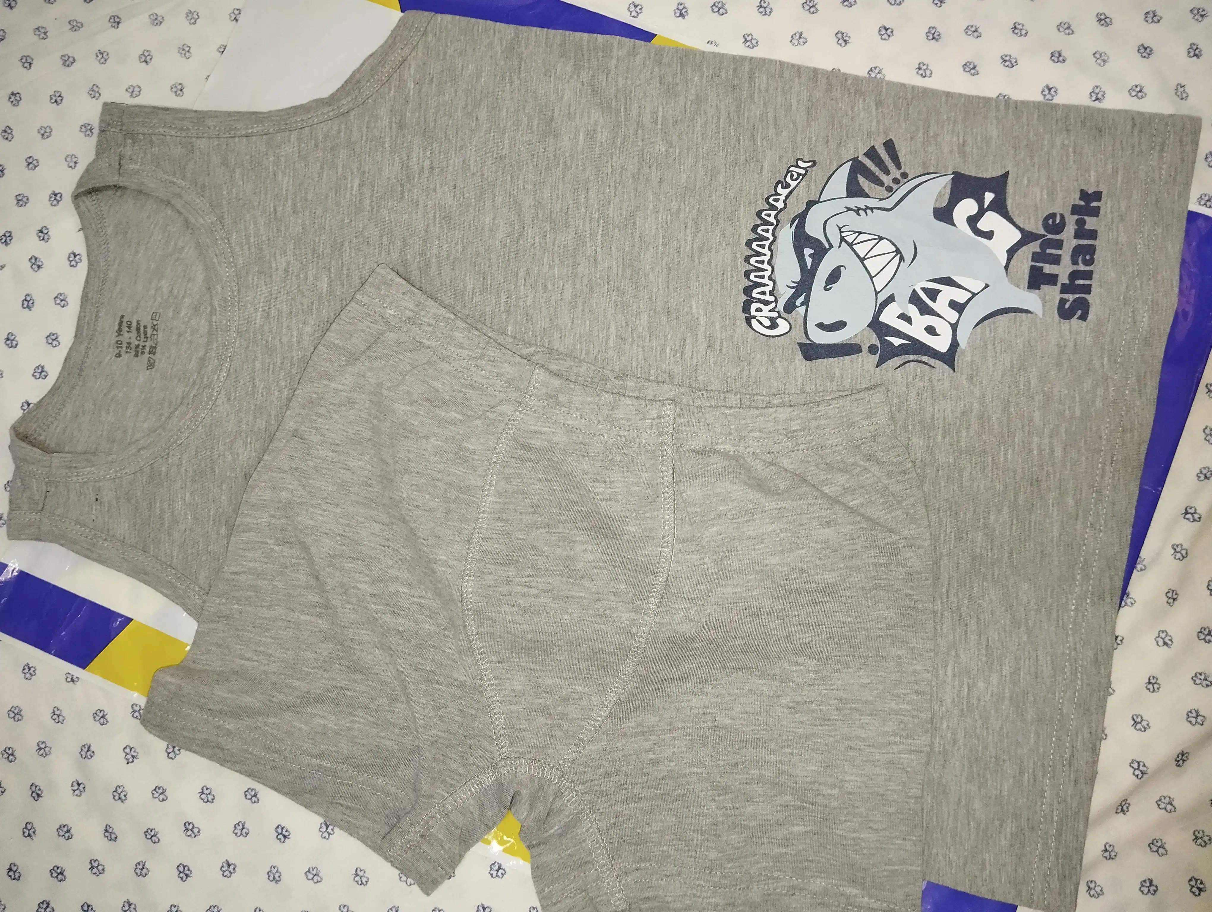 O‘g‘il bolalar ichki kiyimi komplekti paxtali маykа va shortik yozgi