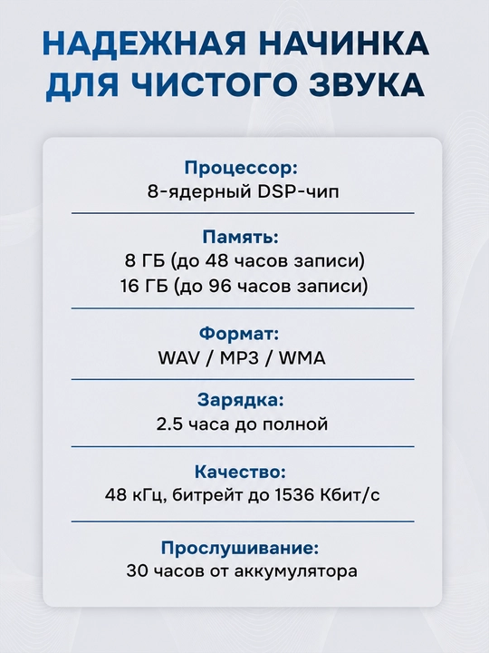 Мини диктофон с голосовой активацией 8/16 ГБ, шумоподавление, USB MP3