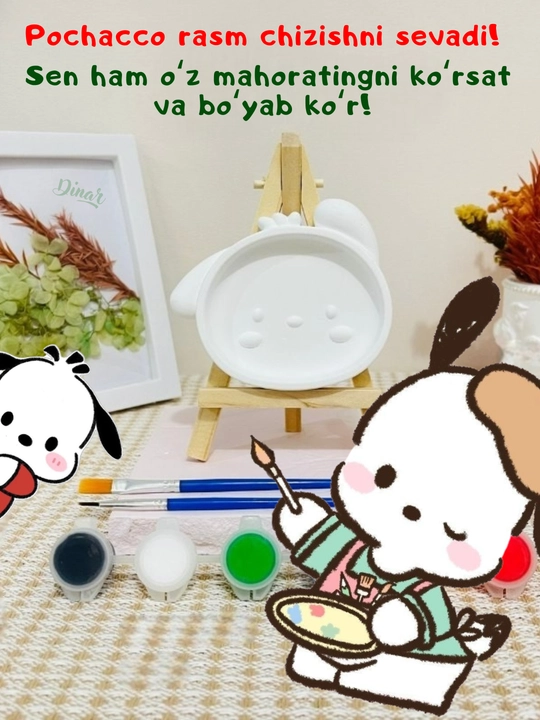 DIY ijodiy to'plami: Sanrio gipsli figuralar kolleksiyasi, bo'yoqlar va mo'yqalam bilan